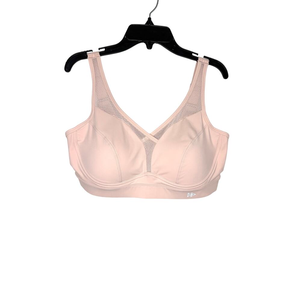 Yvette Adjustable Sports Bra Sz L/XL Pink Adj Straps High Support Sewn in Pads